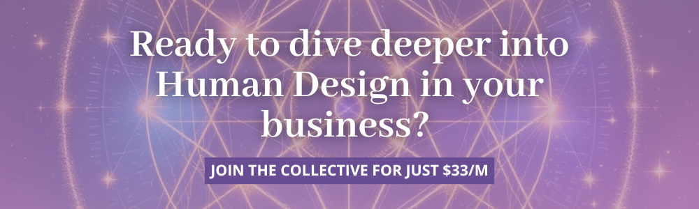 Image with text inviting people to join the human design for business collective