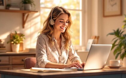 Woman typing an email