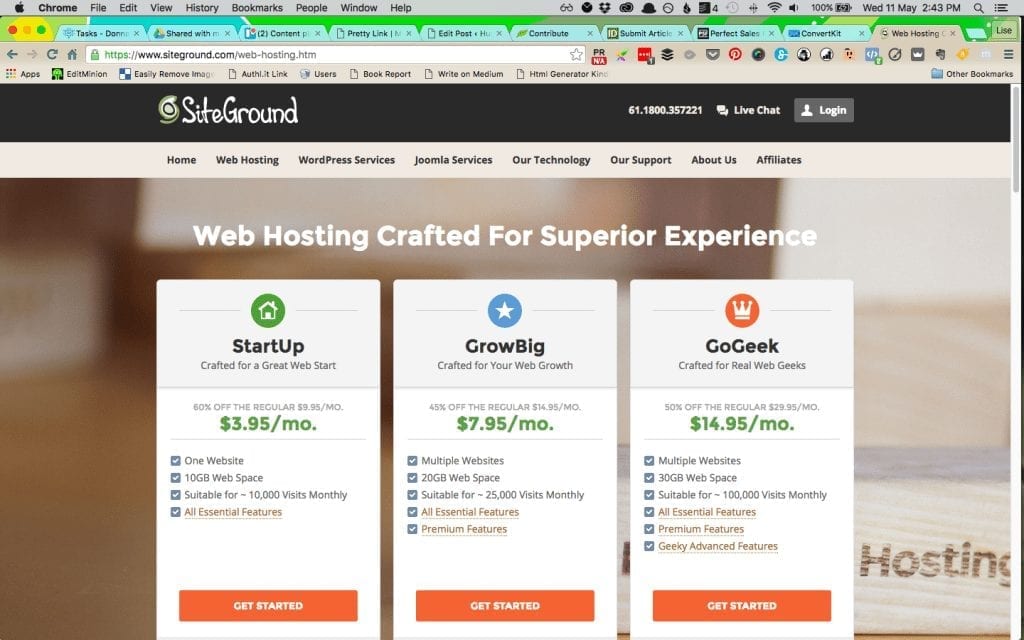 Checkout Sitegrounds hosting packages