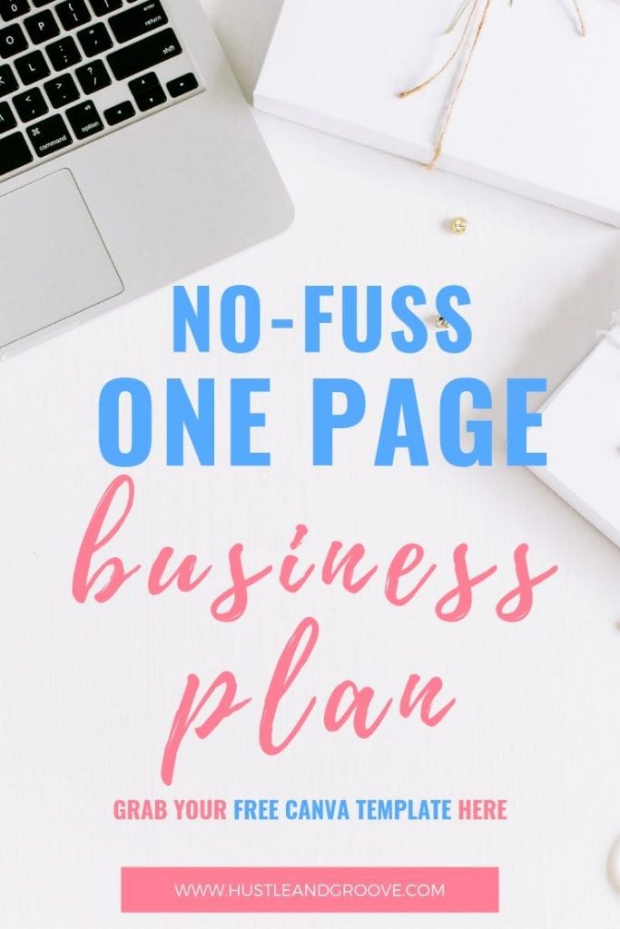 No fuss one page business plan Pinterest image
