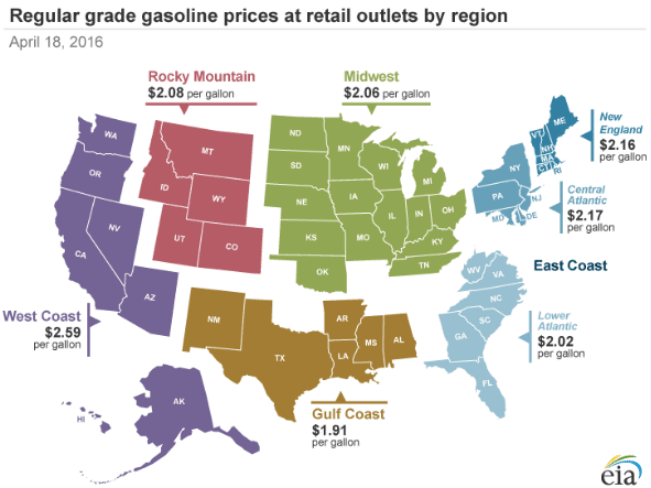 Gas price comparison map