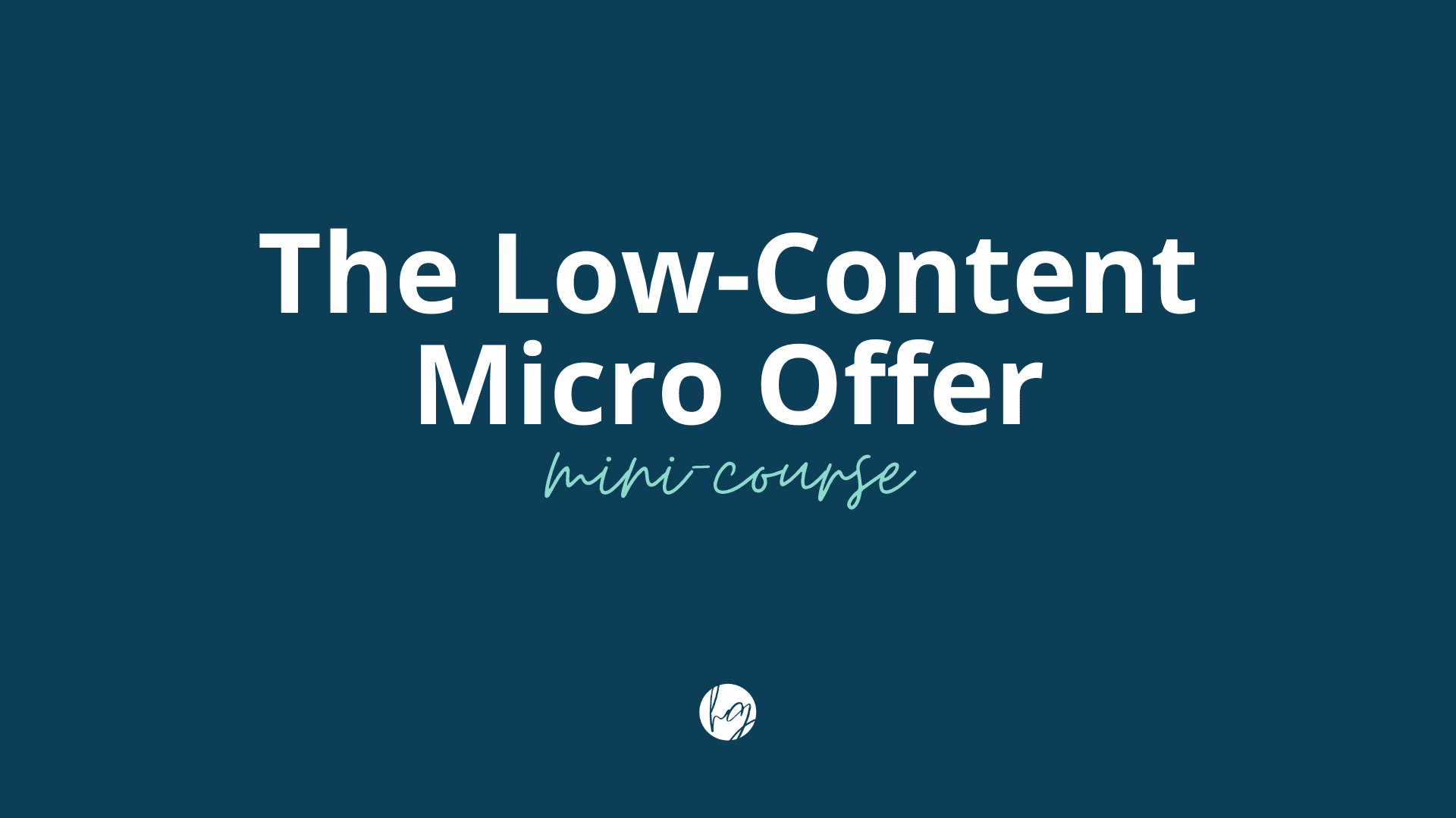 The Low-Content Book Mini-Course